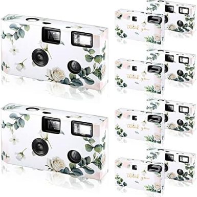 Treela 6 Pack of Disposable Camera for Wedding Bulk Bachelorette Single Use Flash 35mm Camera for Birthday Concert Travel Anniversary Party Supply Favor Vacation Gift (Eucalyptus Leaf)